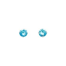 Paire de Boucles d'Oreilles Or Gris 750 Millièmes, Topaze Bleue,Référence 8035.3GT