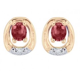 Boucles d'oreilles Or Jaune - Rubis, diamants