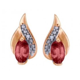 Boucles d'Oreilles Or Jaune, Rubis- diamants