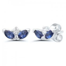 Boucles d'Oreilles Or Jaune saphir- diamants