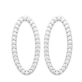 Paire de Boucles d'oreilles Argent 925 Millièmes- Oxyde de Zirconium