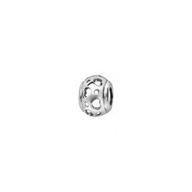 CHARMS COULISSANT ARGENT RHODIE BOULE COEURS AJOURES,