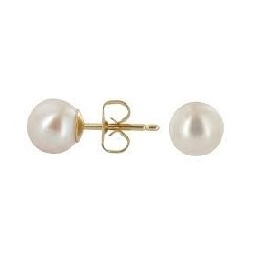 Boucles d'oreilles or jaune 750 millièmes et perle eau douce, Référence BPFJ-635R