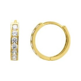 Créoles or jaune 750 millièmes et oxyde de zirconium, référence 8100.2Z