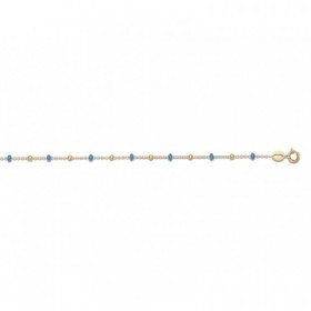 Bracelet Or Jaune 750 Millièmes, Boules Bleue Vernies