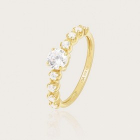 Bague Or Jaune 9carats, 375 Millièmes, Collection PIA, Oxyde de Zirconium