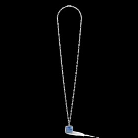 Collier OE Amulette Square Aventurine argent-bleu