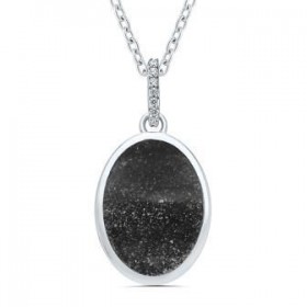 Collier Argent, Ligne CRUSH, Diamant Noir et diamants 0.02 carats