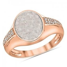 Chevalière Vermeil Rosé, Collection CRUSH, diamant blanc, diamantes sur les cotés 0.110 carats