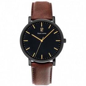Montre Homme ESSENTIAL Cadran Noir Bracelet Cuir Brun