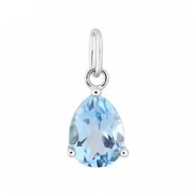Pendentif Or gris 750 Millièmes, Topaze bleue Poire, référence 8192.3GT