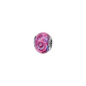 CHARM S ARGENT MURANO ROSE SPIRALE