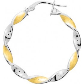 Paire de Créoles bicolore 750 millièmes, Torsadées, Référence 3558.2G